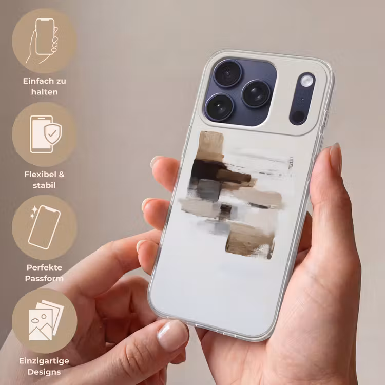 Penseelstreken - Balans - Beige - Bruin Telefoonhoesje iPhone 17 Pro klein -sfeer3_DE