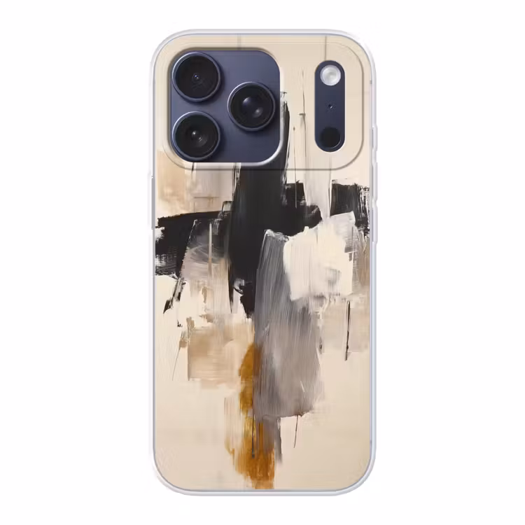 Penseelstreken - Ruw - Abstract - Beige Telefoonhoesje iPhone 17 Pro klein -3d