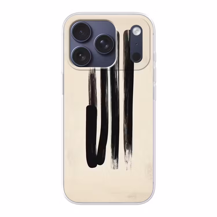 Penseelstreken - Verticaal - Zwart Telefoonhoesje iPhone 17 Pro klein -3d