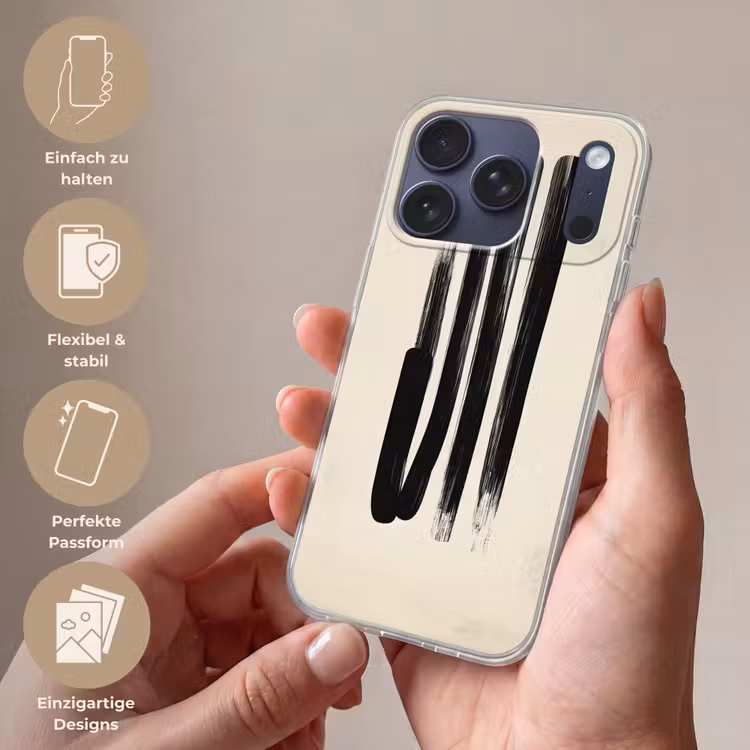 Penseelstreken - Verticaal - Zwart Telefoonhoesje iPhone 17 Pro klein -sfeer3_DE