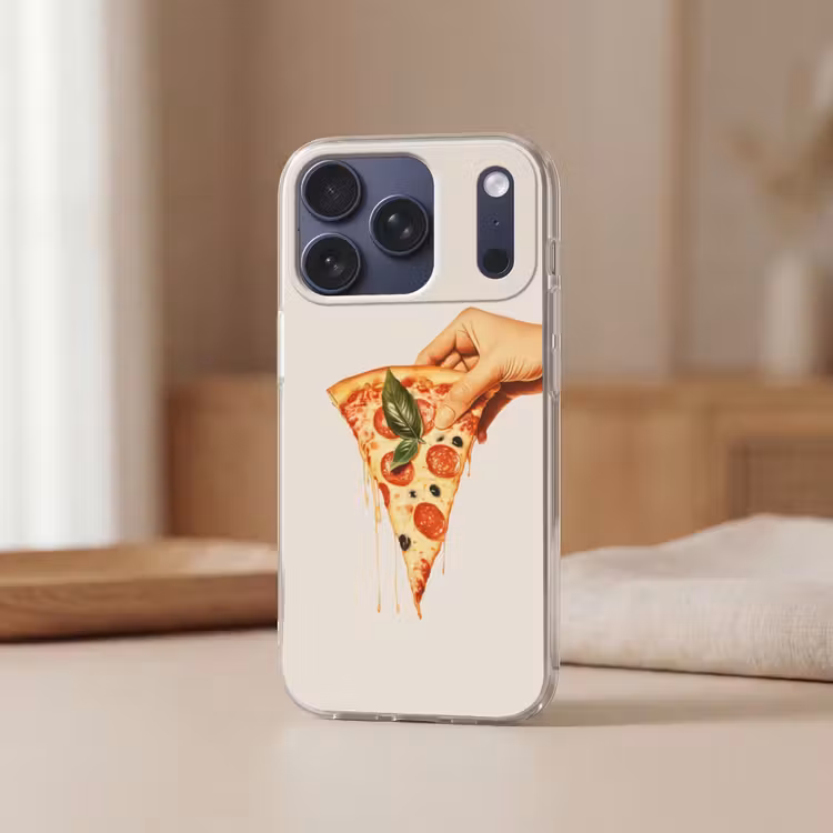 Pizza - Kaas - Pepperoni Telefoonhoesje iPhone 17 Pro klein -sfeer2