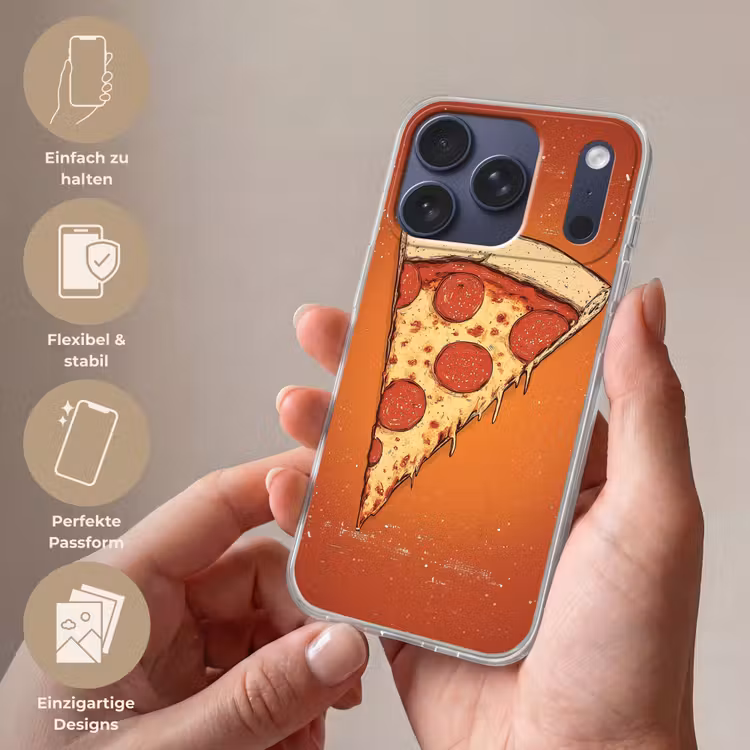 Pizza - Kaas - Rood - Pepperoni Telefoonhoesje iPhone 17 Pro klein -sfeer3_DE