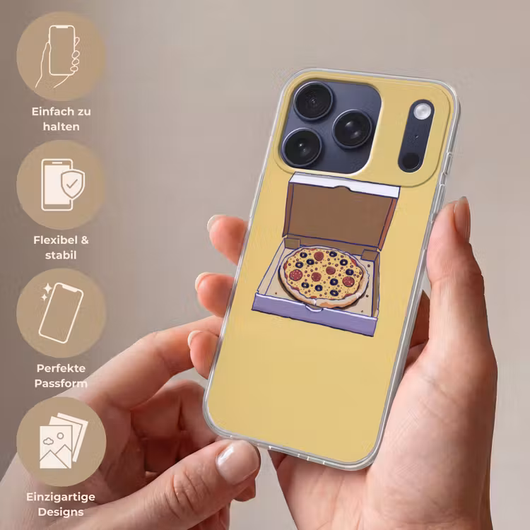 Pizza - Doos - Salami - Illustratie Telefoonhoesje iPhone 17 Pro klein -sfeer3_DE