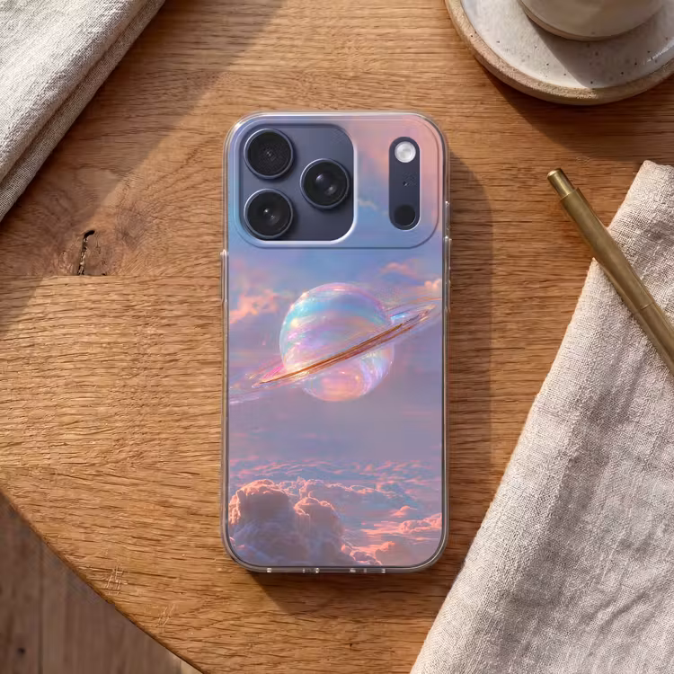 Planeet - Lucht - Wolken - Pasteltinten Telefoonhoesje iPhone 17 Pro klein -sfeer1