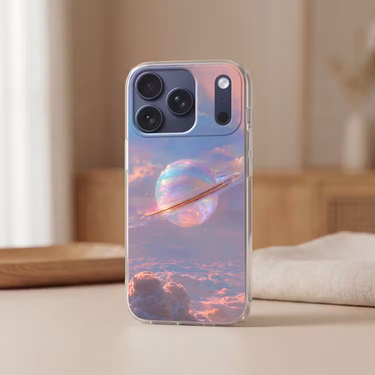 Planeet - Lucht - Wolken - Pasteltinten Telefoonhoesje iPhone 17 Pro klein -sfeer2
