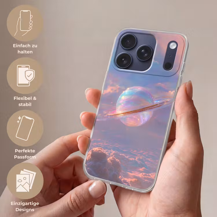 Planeet - Lucht - Wolken - Pasteltinten Telefoonhoesje iPhone 17 Pro klein -sfeer3_DE