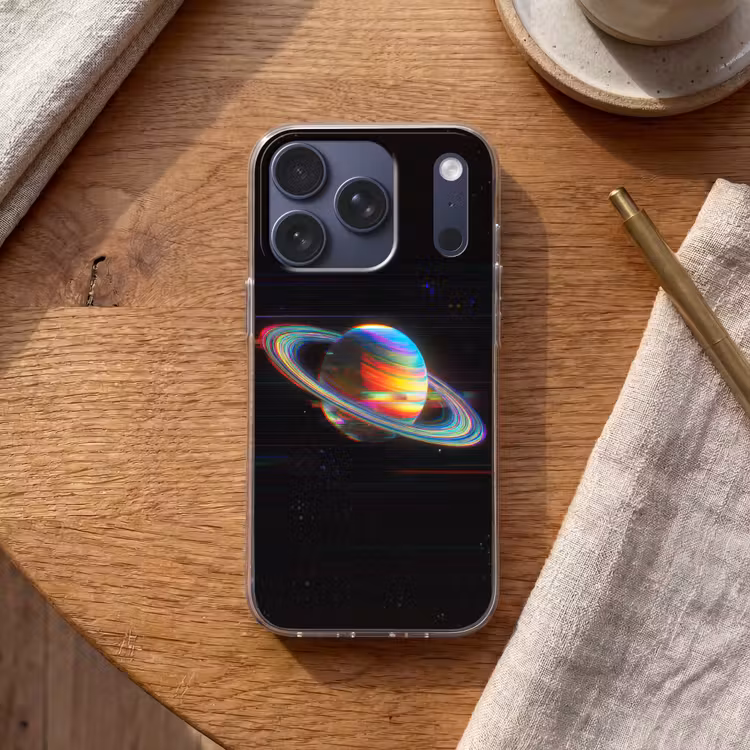 Planeet - Cirkel - Kleurrijk Telefoonhoesje iPhone 17 Pro klein -sfeer1