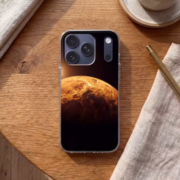Handyhülle - Planet – Weltraum – Orange - Planeet - Ruimte - Oranje Telefoonhoesje iPhone 17 Pro klein