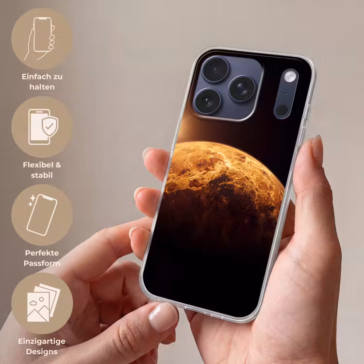 Handyhülle - Planet – Weltraum – Orange - Planeet - Ruimte - Oranje Telefoonhoesje iPhone 17 Pro klein