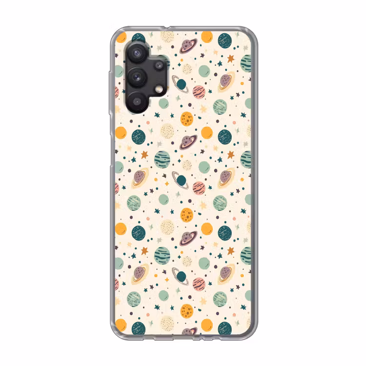 Planeten - Retro - Kleurrijk Telefoonhoesje Samsung Galaxy A32 5G klein 346 -3d