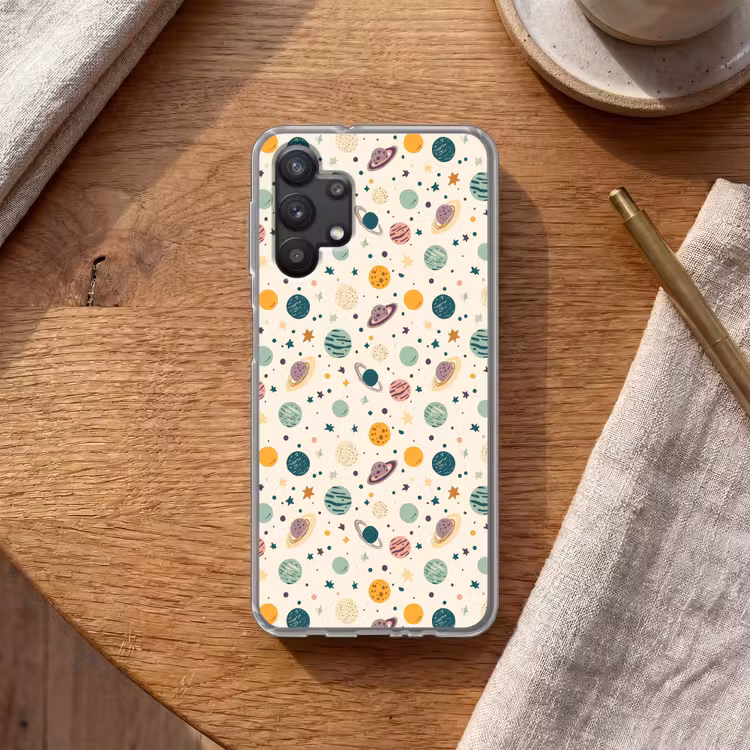 Planeten - Retro - Kleurrijk Telefoonhoesje Samsung Galaxy A32 5G klein 346 -sfeer1