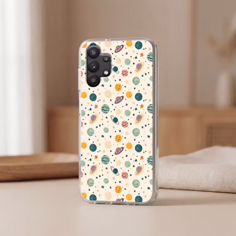 Planeten - Retro - Kleurrijk Telefoonhoesje Samsung Galaxy A32 5G klein 346 -sfeer2