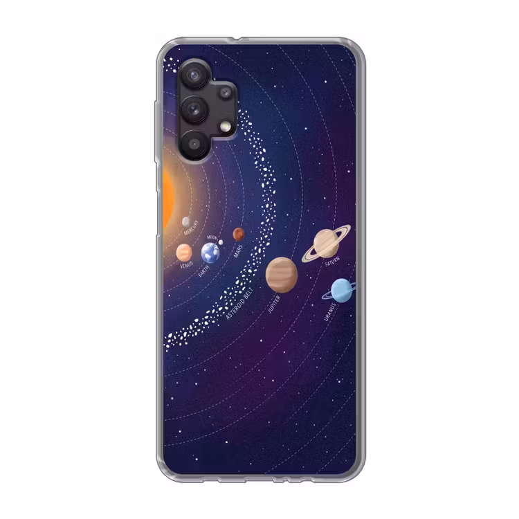 Planetenstelsel - Ruimte - Illustratie Telefoonhoesje Samsung Galaxy A32 5G klein -3d