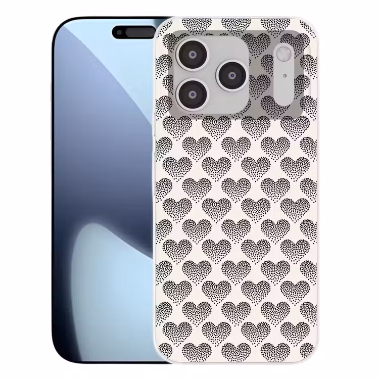 Polka - Stippen - Wit - Zwart Telefoonhoesje iPhone 17 Pro klein 878 -3d