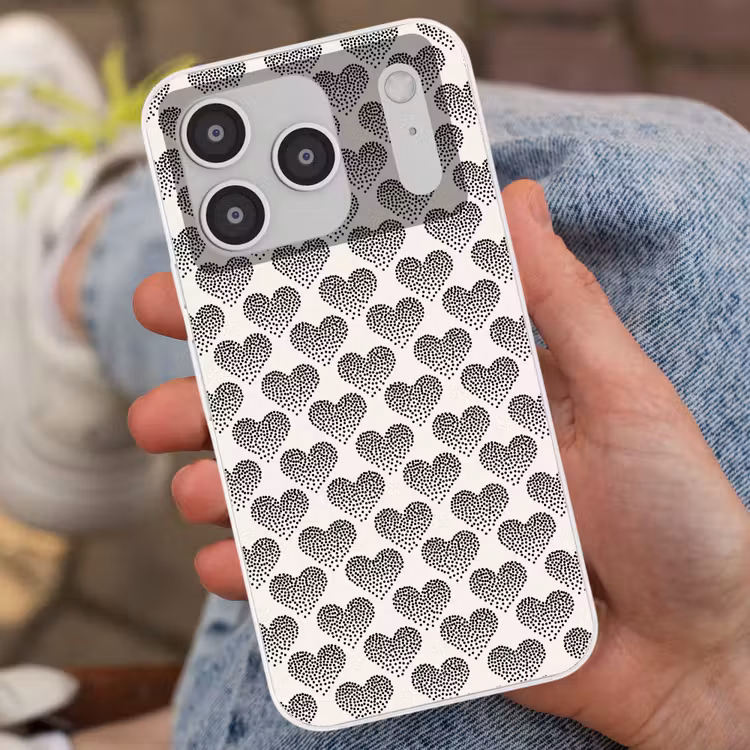 Polka - Stippen - Wit - Zwart Telefoonhoesje iPhone 17 Pro klein 878 -sfeer2