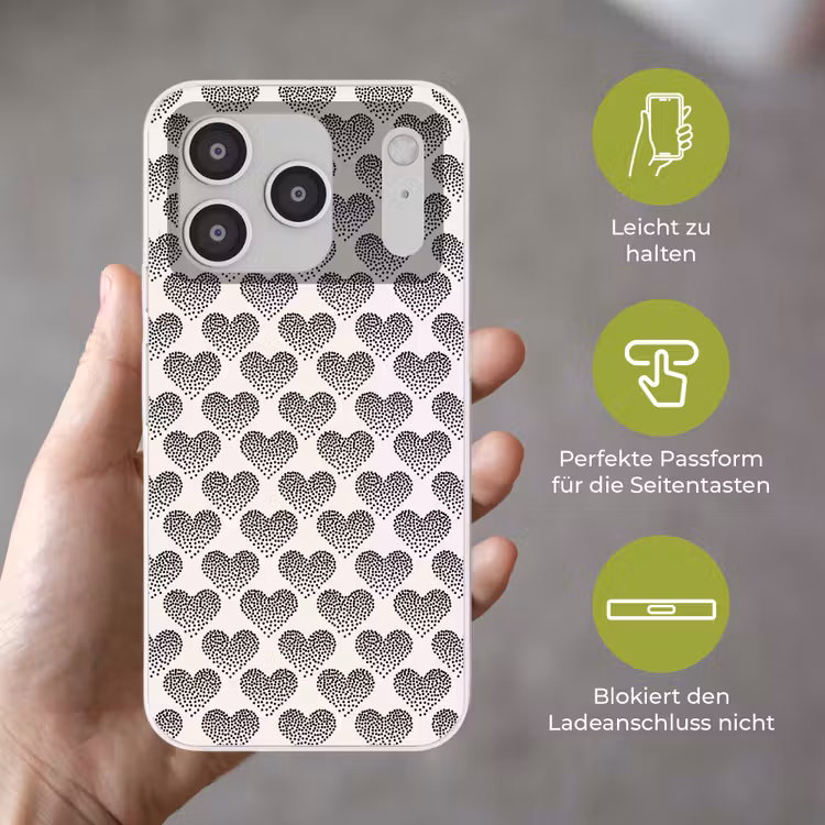 Polka - Stippen - Wit - Zwart Telefoonhoesje iPhone 17 Pro klein 878 -sfeer3_DE
