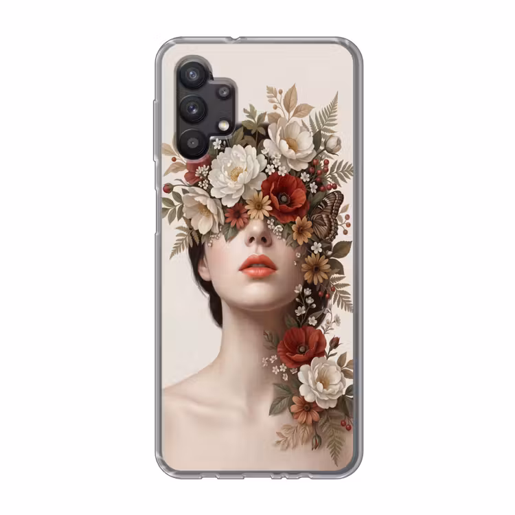 Portret - Bloemen - Cremé Telefoonhoesje Samsung Galaxy A32 5G klein -3d