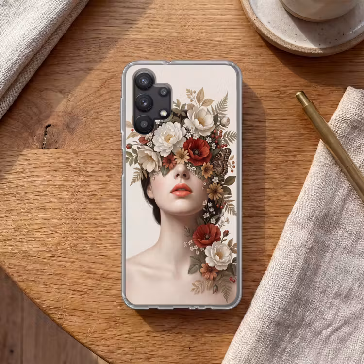 Portret - Bloemen - Cremé Telefoonhoesje Samsung Galaxy A32 5G klein -sfeer1