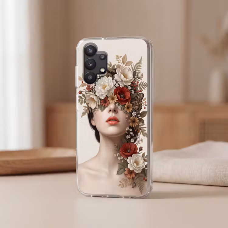Portret - Bloemen - Cremé Telefoonhoesje Samsung Galaxy A32 5G klein -sfeer2