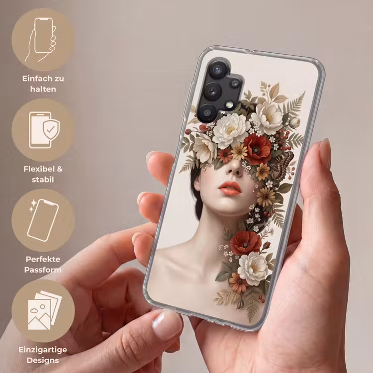 Portret - Bloemen - Cremé Telefoonhoesje Samsung Galaxy A32 5G klein -sfeer3_DE