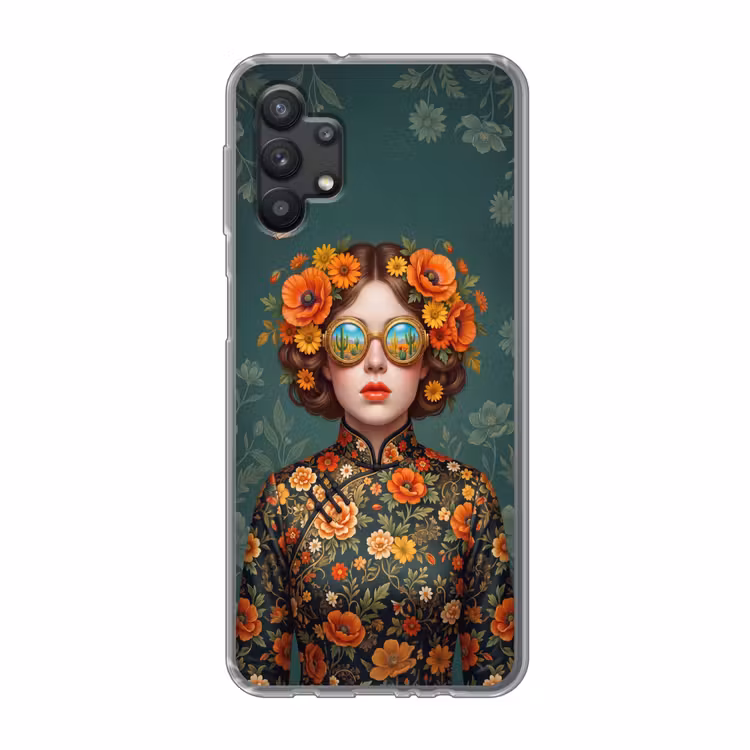 Portret - Vrouw - Kleurrijk - Expressief Telefoonhoesje Samsung Galaxy A32 5G klein -3d