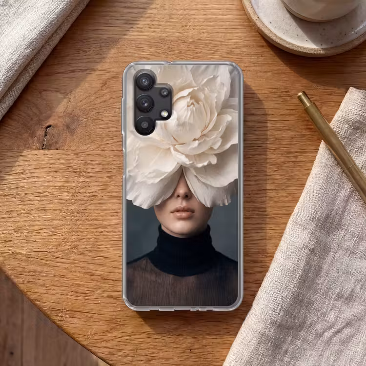 Portret - Mysterieus - Wit Telefoonhoesje Samsung Galaxy A32 5G klein -sfeer1