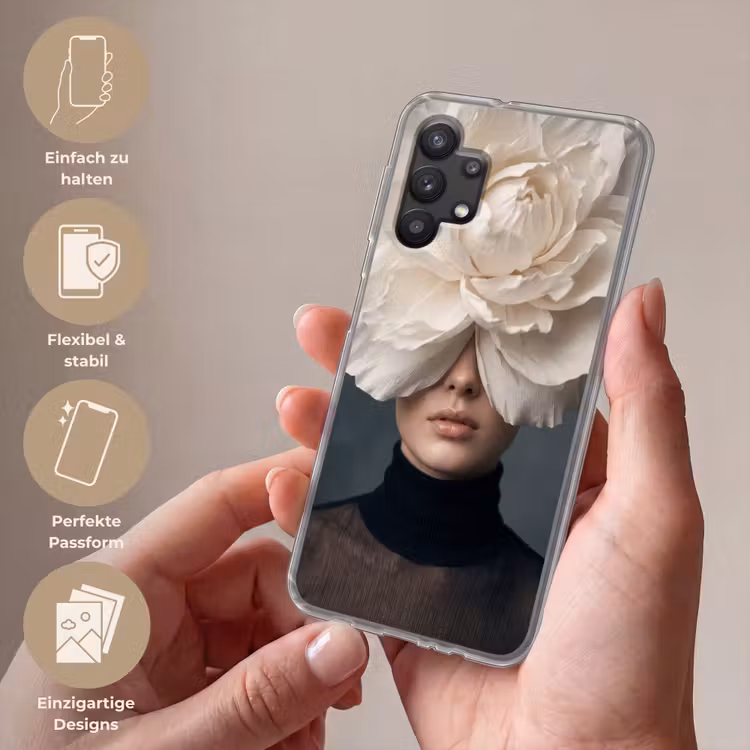 Portret - Mysterieus - Wit Telefoonhoesje Samsung Galaxy A32 5G klein -sfeer3_DE
