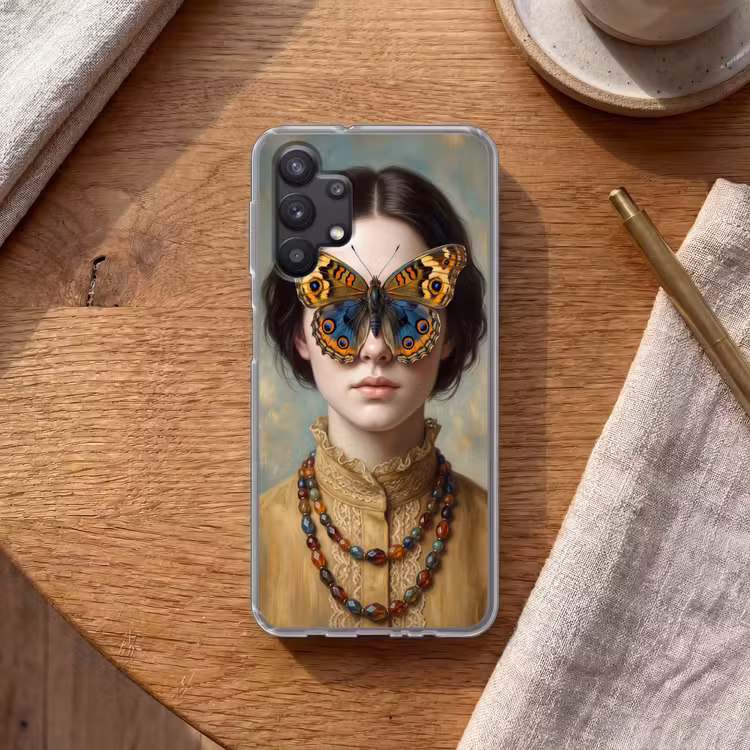 Portret - Vlinder - Kleurrijk Telefoonhoesje Samsung Galaxy A32 5G klein -sfeer1