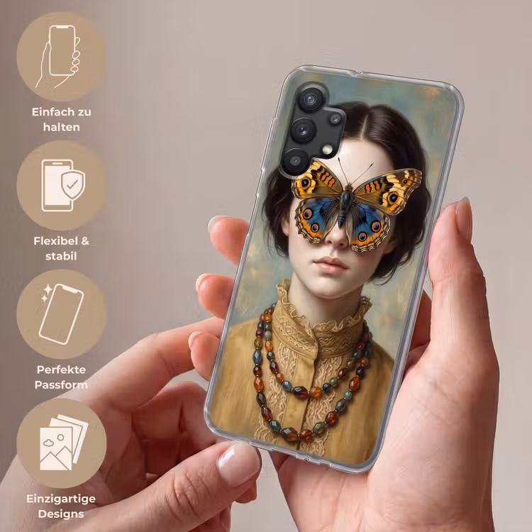 Portret - Vlinder - Kleurrijk Telefoonhoesje Samsung Galaxy A32 5G klein -sfeer3_DE