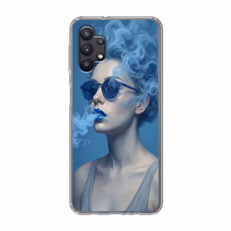 Portret - Zonnebril - Rook - Abstract - Blauw Telefoonhoesje Samsung Galaxy A32 5G klein -3d