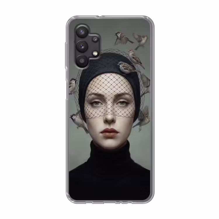 Portret - Vogels - Zwart Telefoonhoesje Samsung Galaxy A32 5G klein -3d
