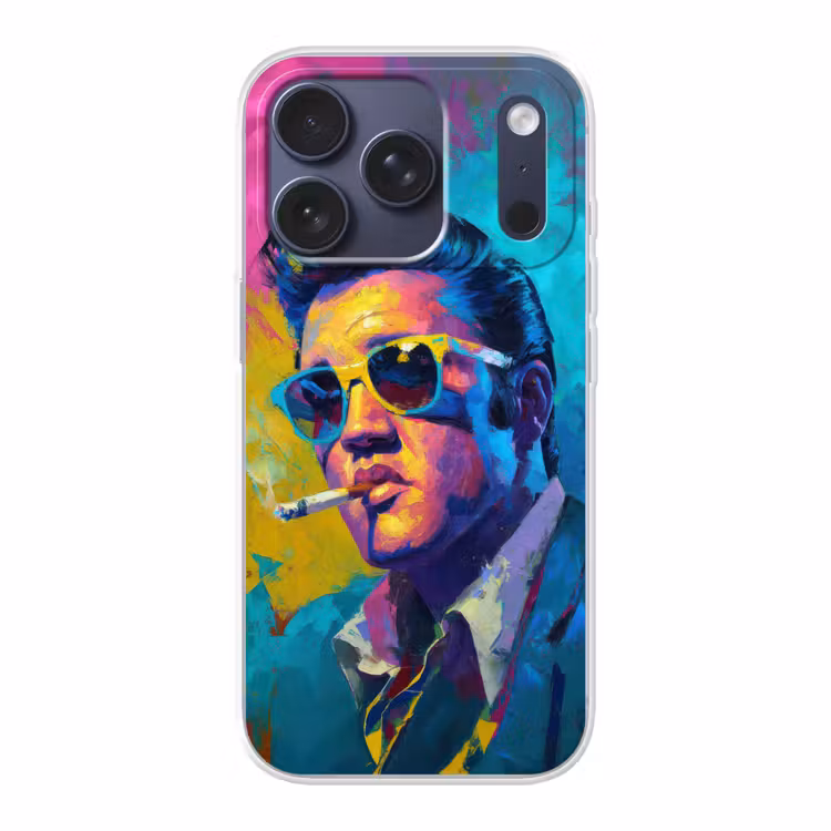 Portret - Sigaret - Kleurrijk - Bril Telefoonhoesje iPhone 17 Pro klein -3d