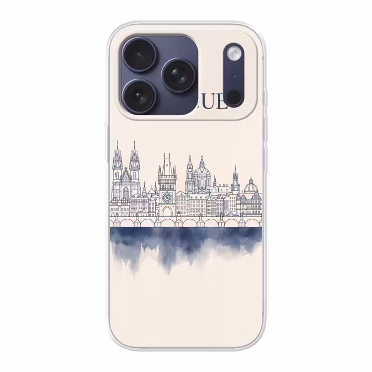 Praag - Skyline - Architectuur - Blauw Telefoonhoesje iPhone 17 Pro klein -3d
