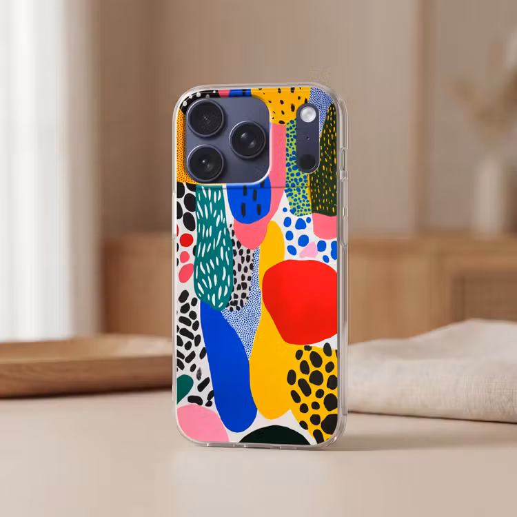 Stippen - Vormen - Modern - Kleuren Telefoonhoesje iPhone 17 Pro klein -sfeer2
