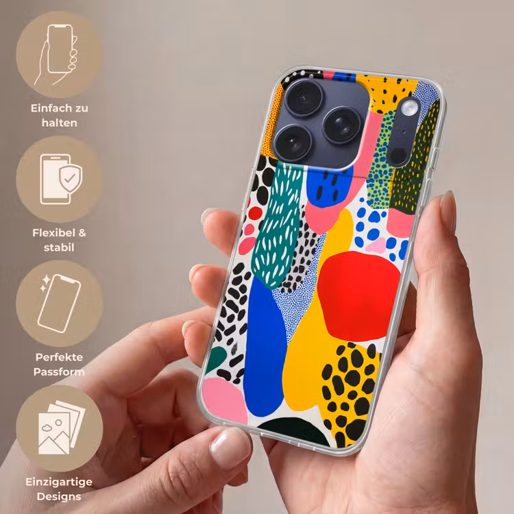 Stippen - Vormen - Modern - Kleuren Telefoonhoesje iPhone 17 Pro klein -sfeer3_DE