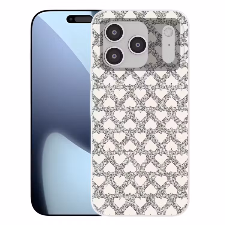 Stippen - Hart - Zwart - Wit Telefoonhoesje iPhone 17 Pro klein 878 -3d