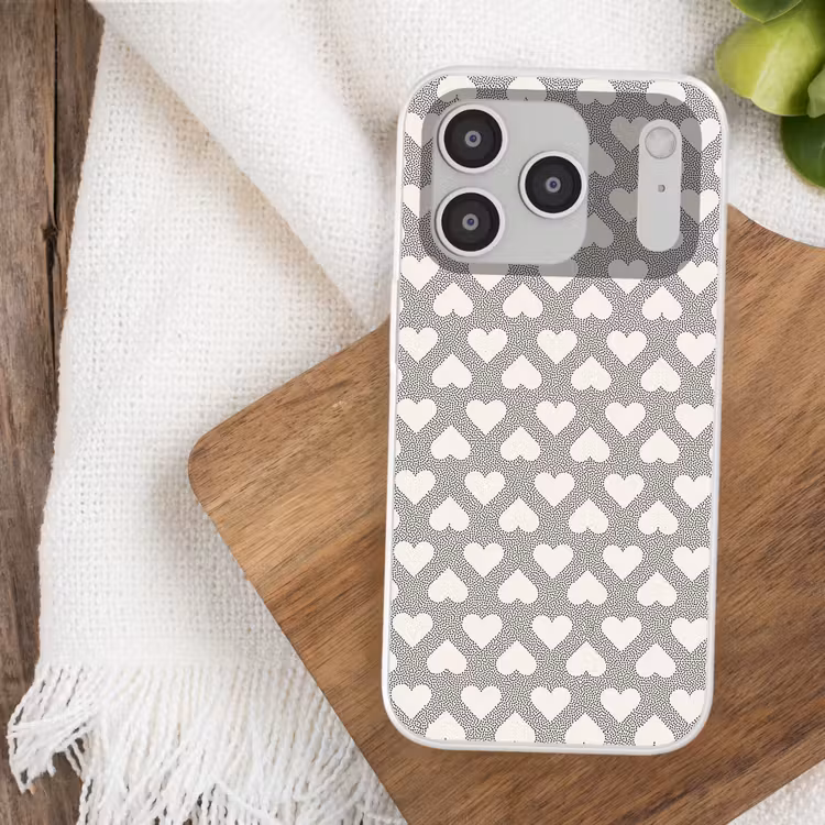 Stippen - Hart - Zwart - Wit Telefoonhoesje iPhone 17 Pro klein 878 -sfeer1