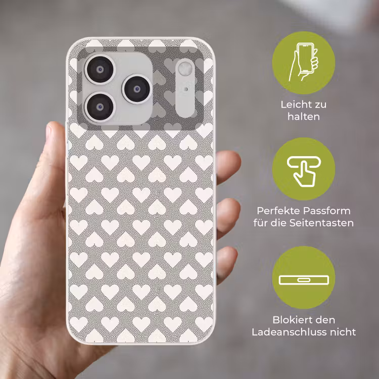 Stippen - Hart - Zwart - Wit Telefoonhoesje iPhone 17 Pro klein 878 -sfeer3_DE