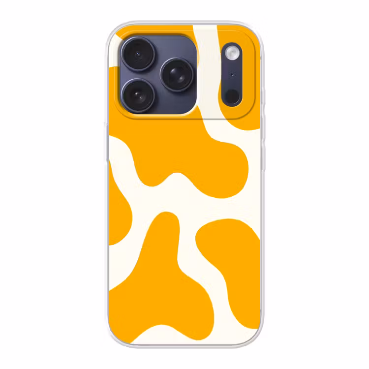 Vlekken patroon - Wit - Geel - Minimalistisch Telefoonhoesje iPhone 17 Pro klein -3d