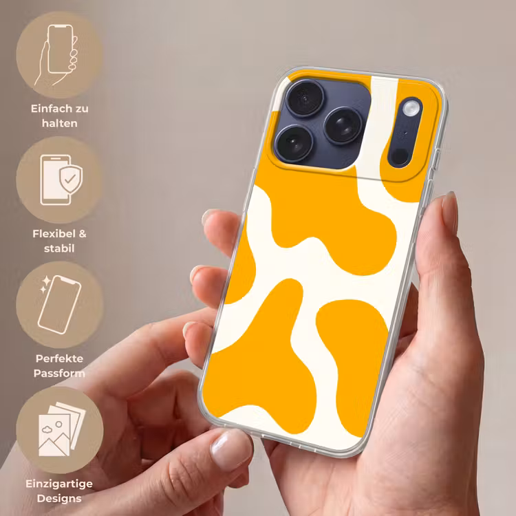 Vlekken patroon - Wit - Geel - Minimalistisch Telefoonhoesje iPhone 17 Pro klein -sfeer3_DE