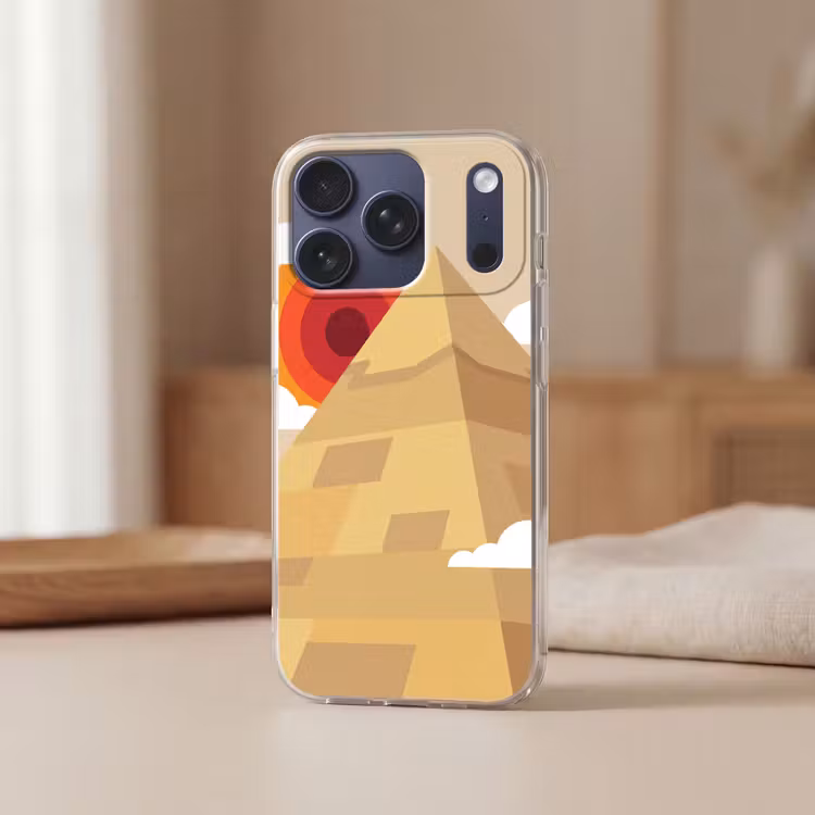 Piramide - Zon - Woestijn - Modern - Oranje Telefoonhoesje iPhone 17 Pro klein -sfeer2