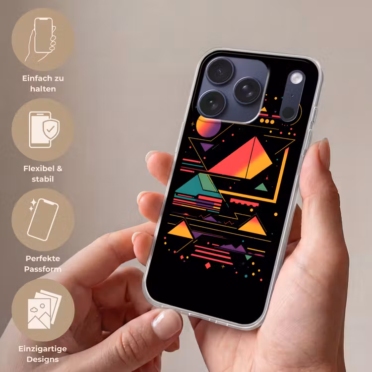 Piramides - Cirkels - Neonkleuren - Geometrisch Telefoonhoesje iPhone 17 Pro klein -sfeer3_DE