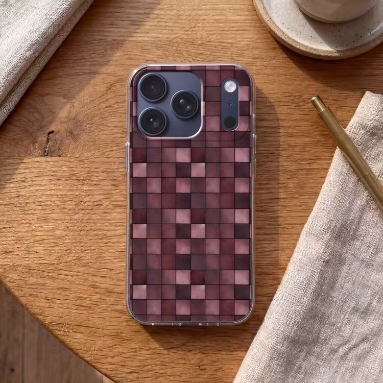 Vierkant - Tegel - Patroon - Paars Telefoonhoesje iPhone 17 Pro klein 878 -sfeer1