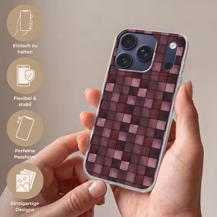 Vierkant - Tegel - Patroon - Paars Telefoonhoesje iPhone 17 Pro klein 878 -sfeer3_DE