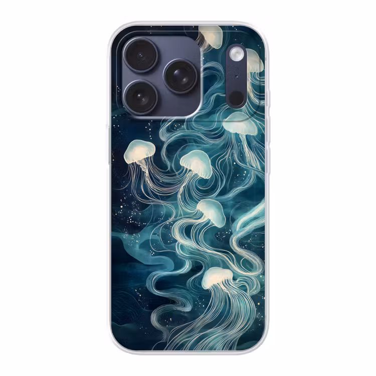 Kwallen - Zee - Wit - Golven Telefoonhoesje iPhone 17 Pro klein -3d