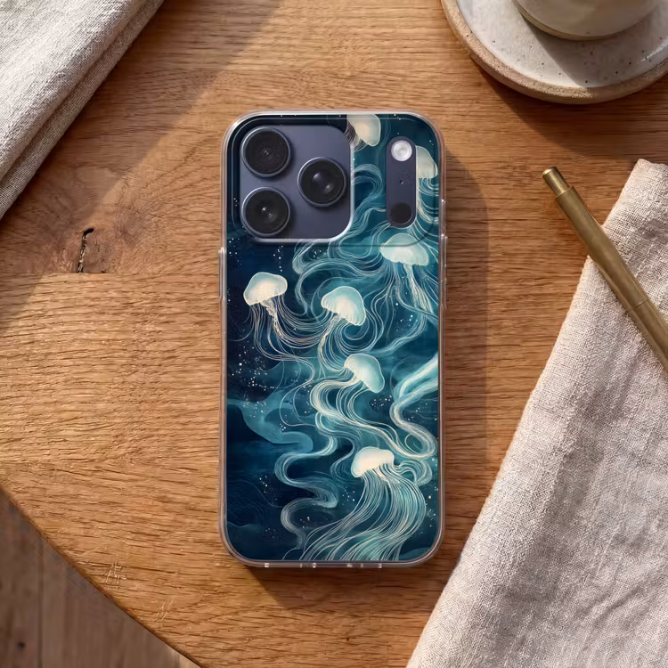 Kwallen - Zee - Wit - Golven Telefoonhoesje iPhone 17 Pro klein -sfeer1