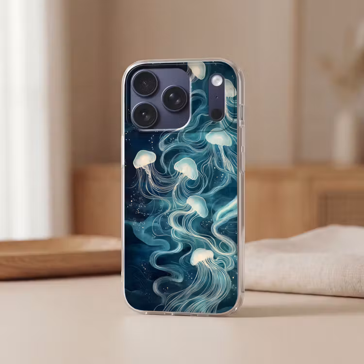 Kwallen - Zee - Wit - Golven Telefoonhoesje iPhone 17 Pro klein -sfeer2