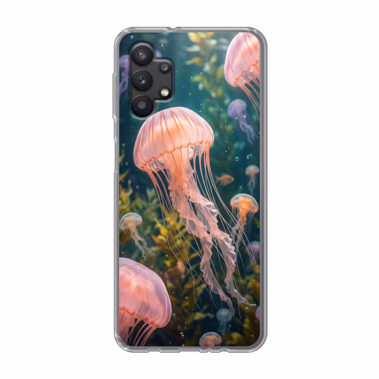 Kwal - Roze - Onderwater - Zeeleven - Dieren Telefoonhoesje Samsung Galaxy A32 5G klein -3d