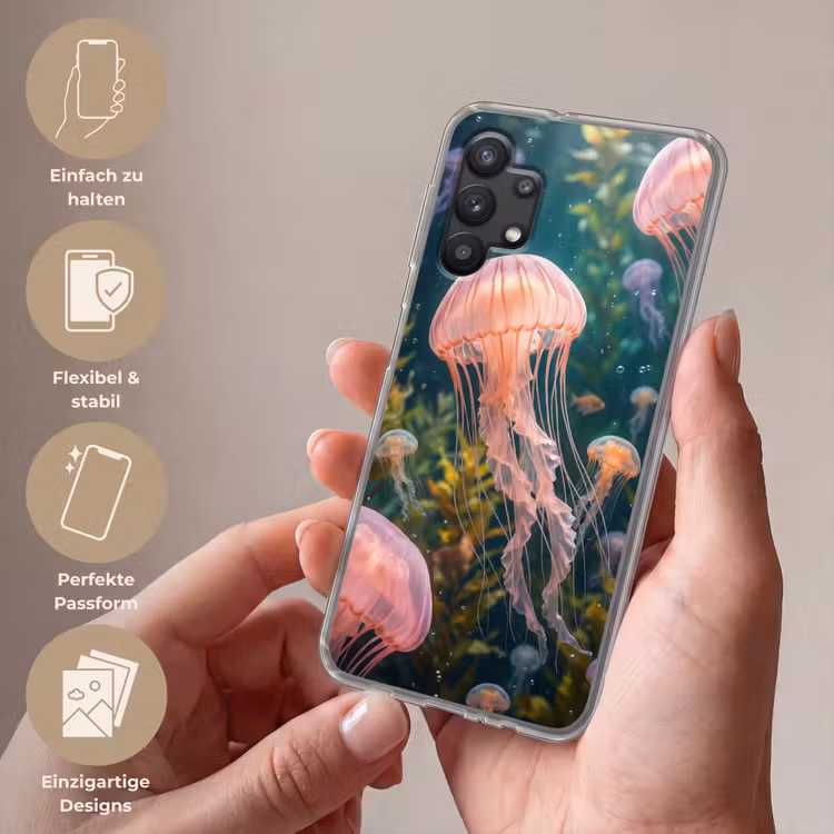 Kwal - Roze - Onderwater - Zeeleven - Dieren Telefoonhoesje Samsung Galaxy A32 5G klein -sfeer3_DE