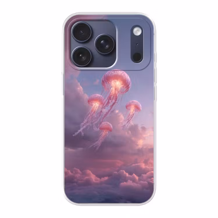 Kwallen - Roze - Wolken Telefoonhoesje iPhone 17 Pro klein -3d